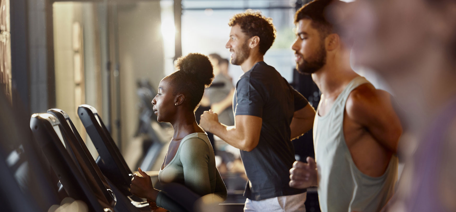 People working out in a gym facility