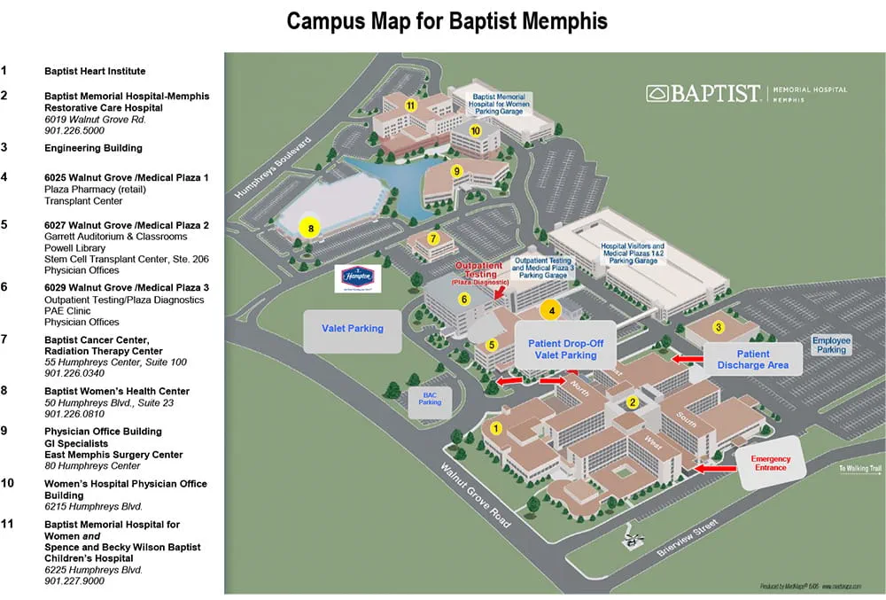 Campus Map for Baptist Memphis